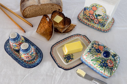 Hummingbird Butter Dish Polish Pottery