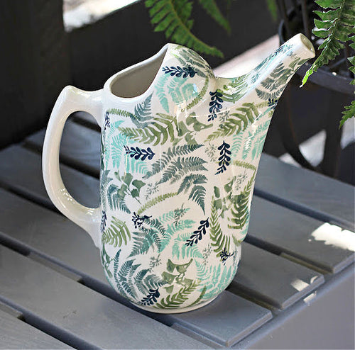 Woodland Fern Watering Can Polish Pottery