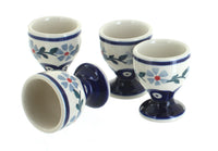 Polish Pottery Blue Violet Egg Cup Set