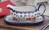 Jungle Bouquet Gravy Boat & Plate Polish Pottery