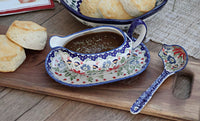 Jungle Bouquet Gravy Boat & Ladle Polish Pottery