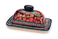 Jungle Flower Butter Dish Polish Pottery