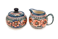 Jungle Flower Cream & Sugar Set Polish Pottery