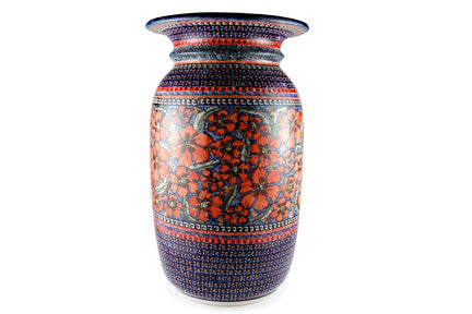 Jungle Flower Tall Floor Vase Polish Pottery
