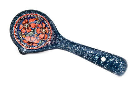 Jungle Flower Soup Ladle Polish Pottery