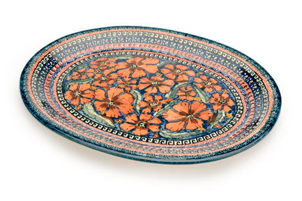 Jungle Flower Large Serving Platter Polish Pottery
