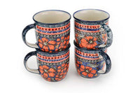 Jungle Flower 4 Piece Mug Set Polish Pottery