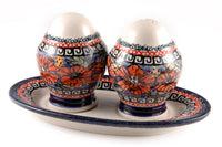 Jungle Flower Salt & Pepper with Dish Polish Pottery
