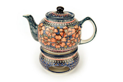 Jungle Flower Teapot with Warmer Polish Pottery