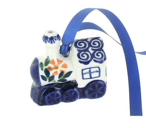 Polish Pottery Garden Bouquet Locomotive Ornament