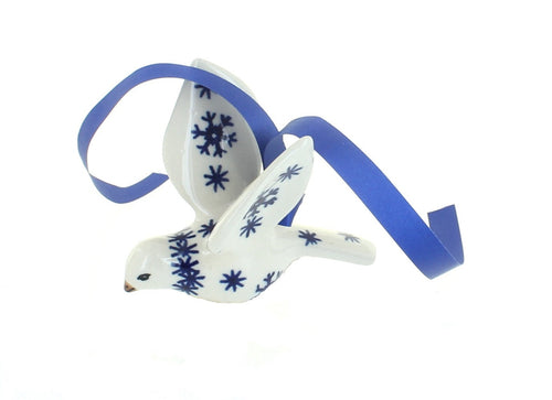 Polish Pottery Snow Flurry Dove Ornament