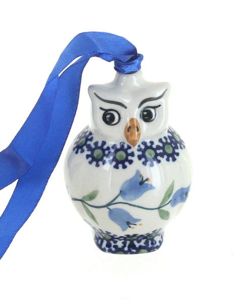 Polish Pottery Tulip Owl Ornament