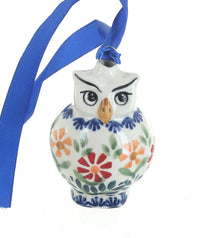 Polish Pottery Garden Bouquet Owl Ornament