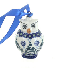 Polish Pottery Festive Fir Owl Ornament