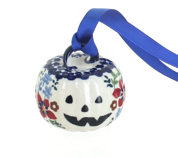 Polish Pottery Red Poppy Pumpkin Ornament