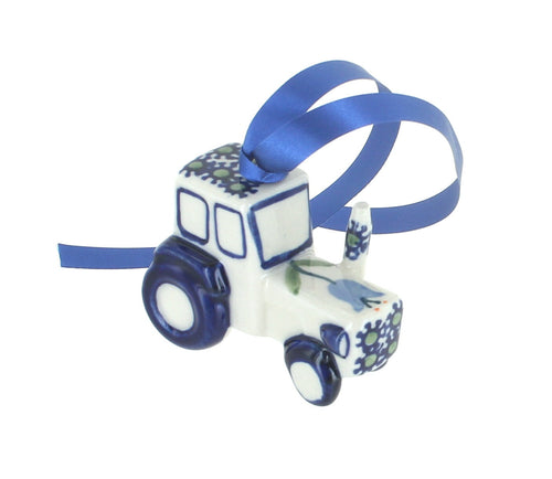 Polish Pottery Tulip Tractor Ornament