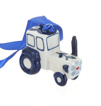 Polish Pottery Blue Violet Tractor Ornament