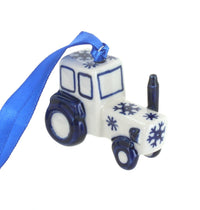 Polish Pottery Snow Flurry Tractor Ornament