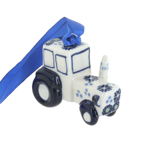 Polish Pottery Festive Fir Tractor Ornament
