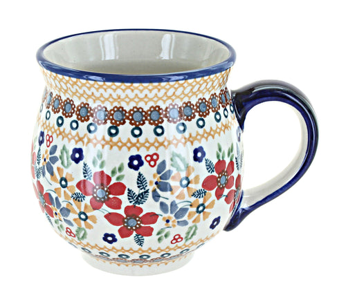Polish Pottery Red Daisy Large Bubble Mug