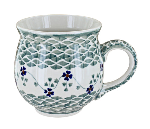 Polish Pottery Sage Floral Large Bubble Mug