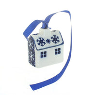 Polish Pottery Snow Flurry Cabin Ornament