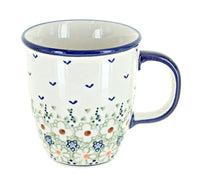 Polish Pottery Green Daisy Coffee Mug