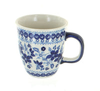 Polish Pottery Vintage Blue Daisy Coffee Mug