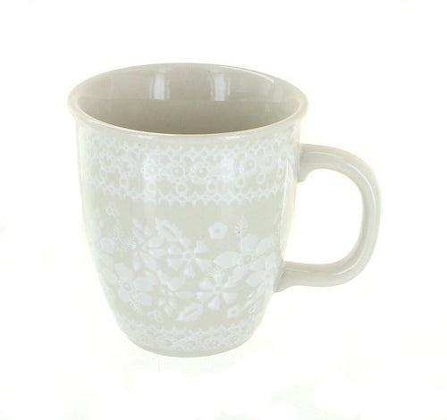 Polish Pottery White Lace Coffee Mug