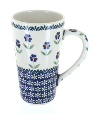 Polish Pottery Blue Daisy Large Coffee Mug