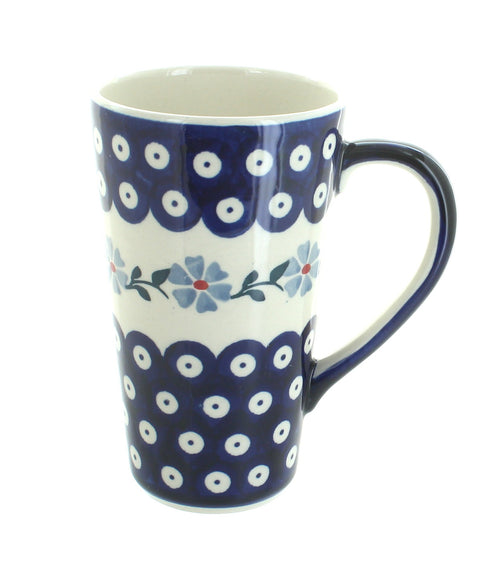 Polish Pottery Blue Violet Large Coffee Mug