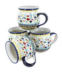 Polish Pottery Prairie Garden 4 Piece Bubble Mug Set