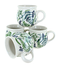 Polish Pottery Woodland Fern 4 Piece Bubble Mug Set