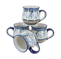 Polish Pottery Periwinkle 4 Piece Bubble Mug Set