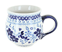 Polish Pottery Vintage Blue Daisy Bubble Mug