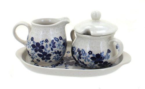 Polish Pottery Christiana Sugar & Creamer with Tray