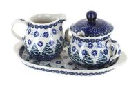 Polish Pottery Festive Fir Sugar & Creamer with Tray