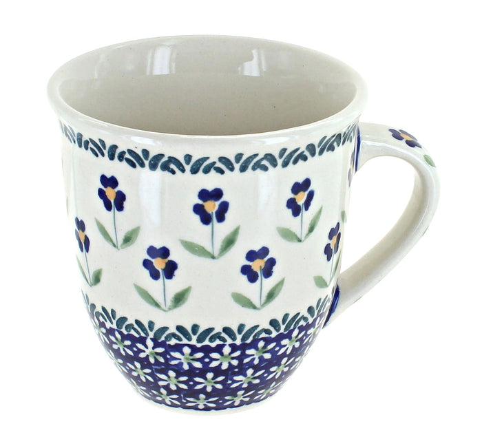 Polish Pottery Blue Daisy Breakfast Mug