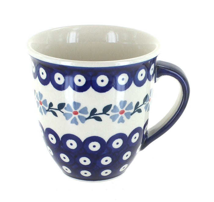 Polish Pottery Blue Violet Breakfast Mug
