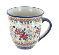 Polish Pottery Red Daisy Breakfast Mug