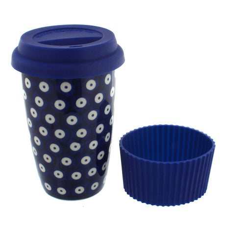 Polish Pottery Dots Travel Coffee Mug