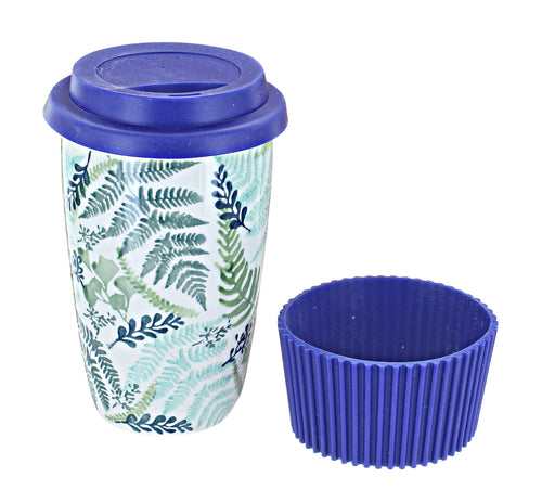 Polish Pottery Woodland Fern Travel Coffee Mug