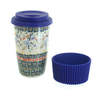 Polish Pottery Periwinkle Travel Coffee Mug