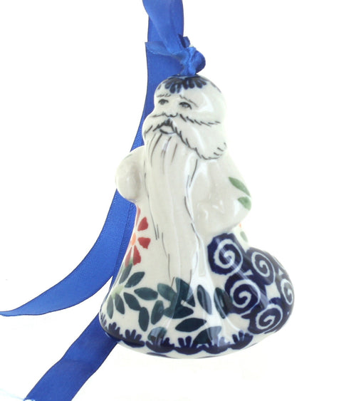 Polish Pottery Garden Bouquet Father Christmas Ornament