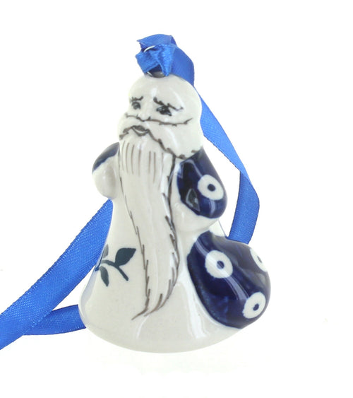 Polish Pottery Blue Violet Father Christmas Ornament