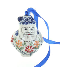 Polish Pottery Garden Bouquet Santa Ornament