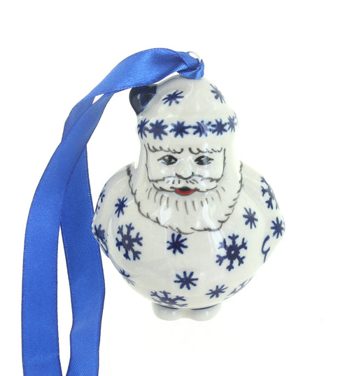 Polish Pottery Snow Flurry Santa Ornament