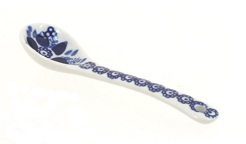 Polish Pottery Vintage Blue Daisy Sugar Spoon