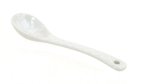 Polish Pottery White Lace Sugar Spoon