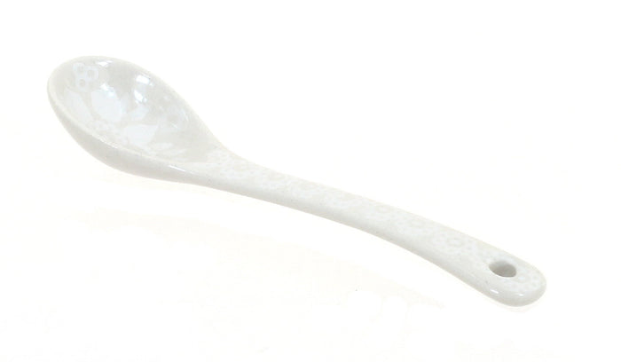 Polish Pottery White Lace Sugar Spoon